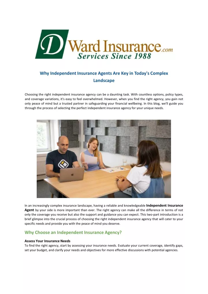 why independent insurance agents are key in today