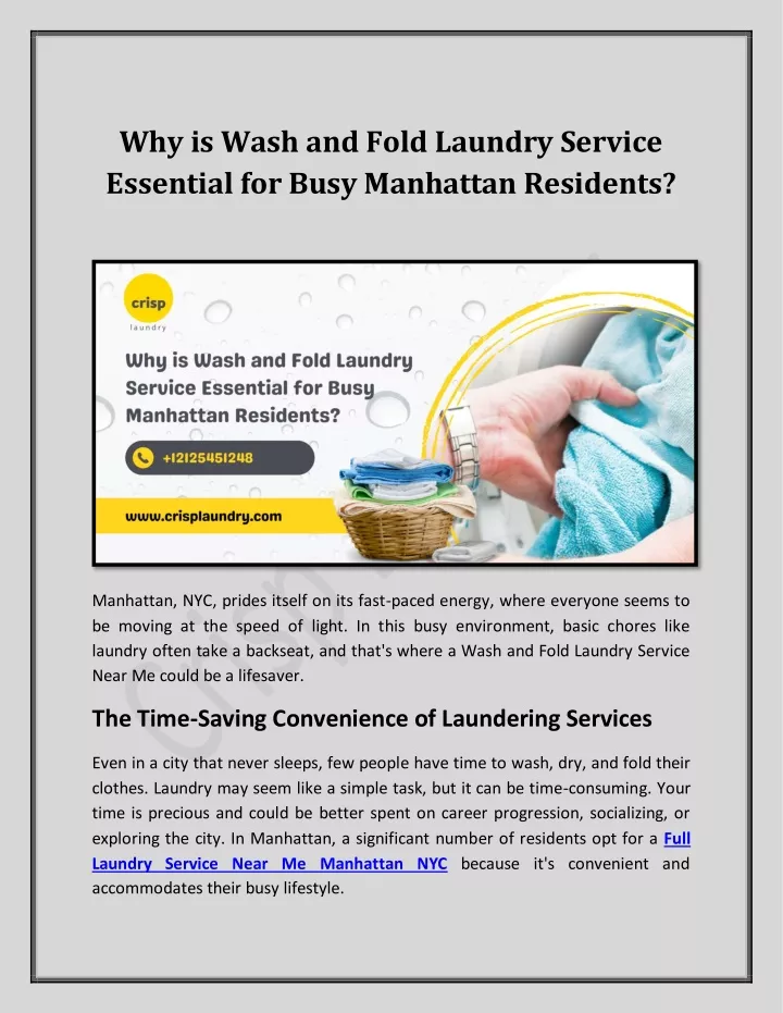 why is wash and fold laundry service essential