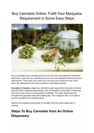 Buy Cannabis Online_ Fulfill Your Marijuana Requirement in Some Easy Steps