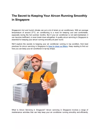 The Secret to Keeping Your Aircon Running Smoothly in Singapore