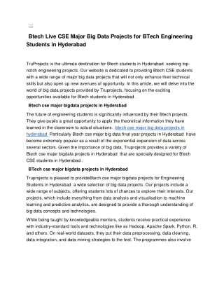 btech live cse major big data projects for btech