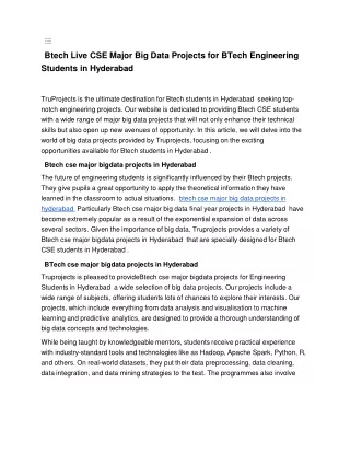 btech live cse major big data projects for btech