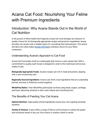 Acana Cat Food_ Nourishing Your Feline with Premium Ingredients