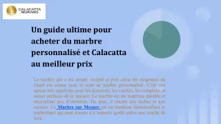 Un guide ultime pour acheter du marbre personnalisé et Calacatta au meilleur prix
