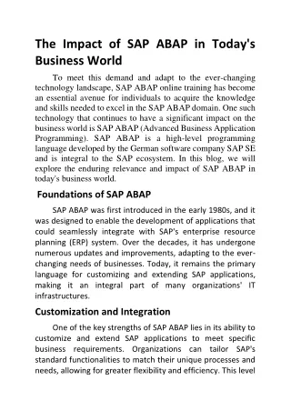 the impact of sap abap in today s business world