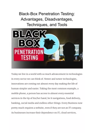 Black-Box Penetration Testing_ Advantages, Disadvantages, Techniques, and Tools