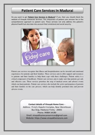 Patient Care Services In Madurai