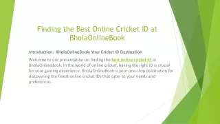 Finding the Best Online Cricket ID at BholaOnlineBook