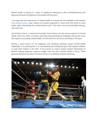mental health in boxing is a topic of significant