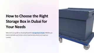 How to Choose the Right Storage Box in Dubai for Your Needs