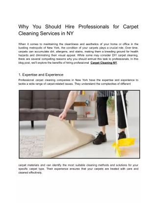 Why You Should Hire Professionals for Carpet Cleaning Services in NY