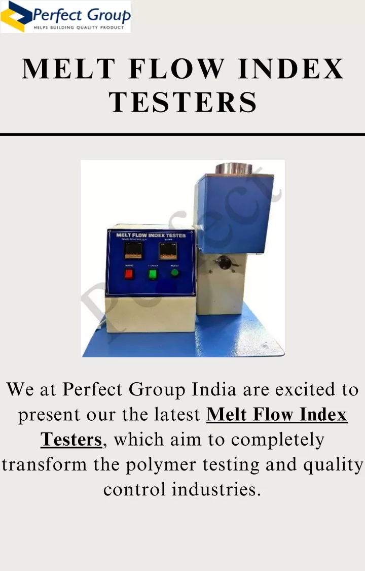 PPT - Melt flow index testers | Perfect Group India PowerPoint ...