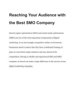 Reaching Your Audience with the Best SMO Company 2