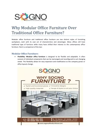 Why Modular Office Furniture Over Traditional Office Furniture?