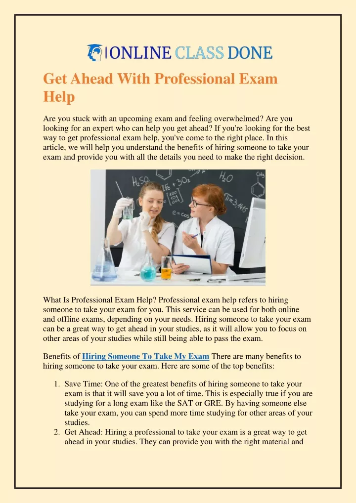 get ahead with professional exam help