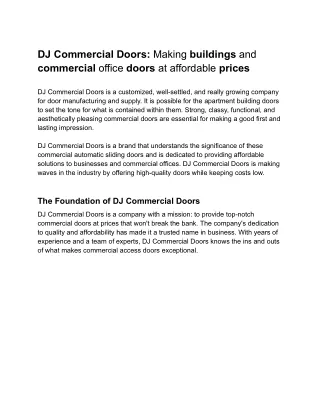 DJ Commercial Doors_ Making buildings and commercial office doors at affordable prices