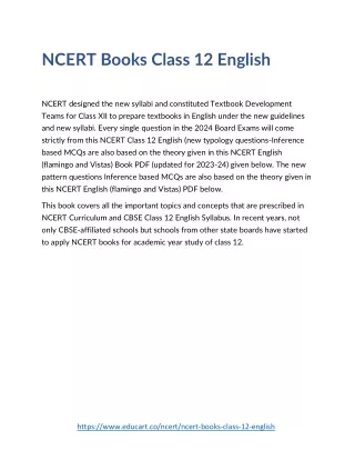 NCERT Books Class 12 English