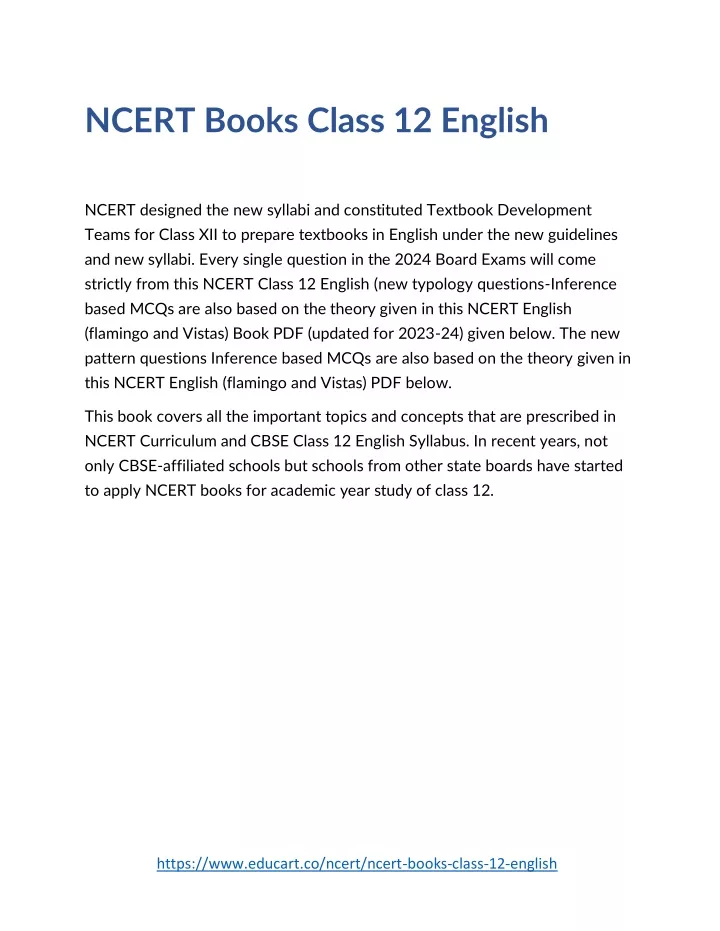 ncert books class 12 english