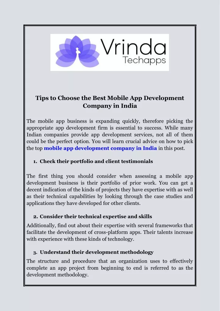 tips to choose the best mobile app development