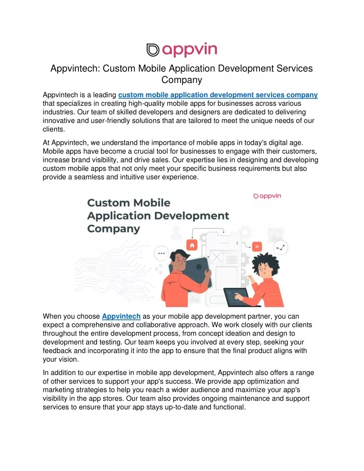 appvintech custom mobile application development