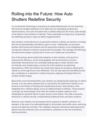 rolling into the future how auto shutters