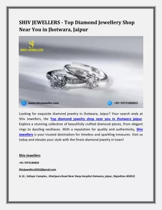 SHIV JEWELLERS - Top Diamond Jewellery Shop Near You in Jhotwara, Jaipur