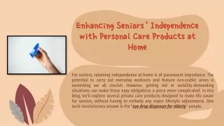 Enhancing Seniors' Independence with Personal Care Products at Home