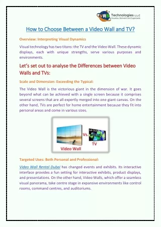 how to choose between a video wall