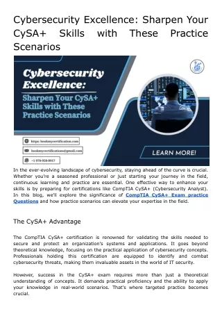 cybersecurity excellence sharpen your cysa skills