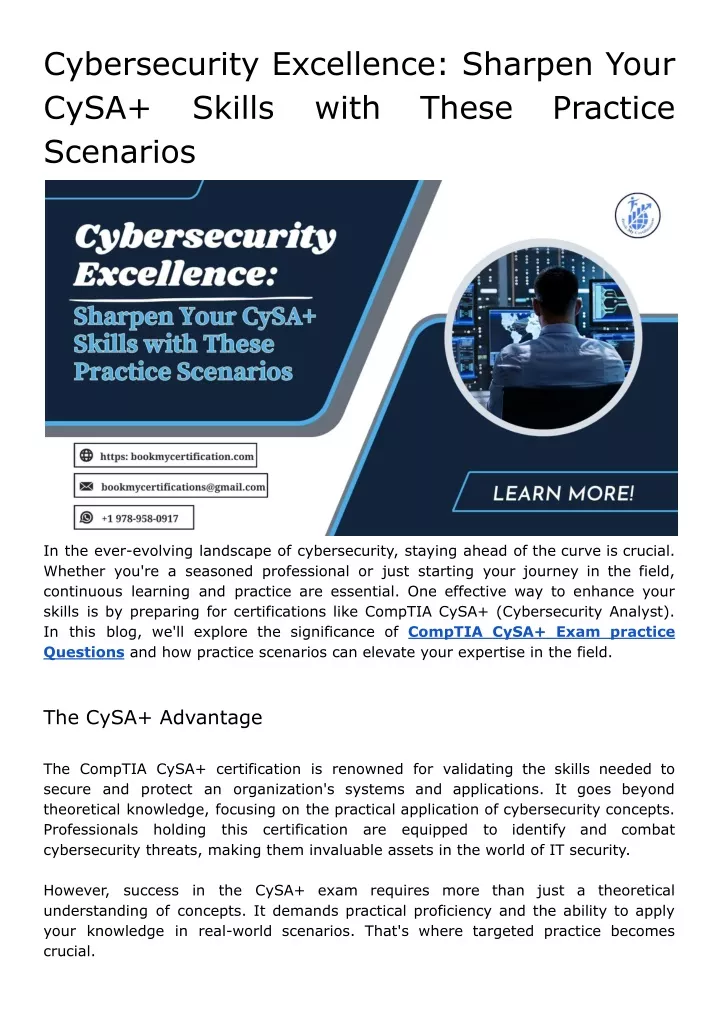 cybersecurity excellence sharpen your cysa skills