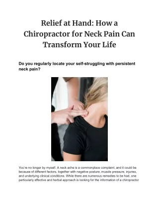 Relief at Hand_ How a Chiropractor for Neck Pain Can Transform Your Life