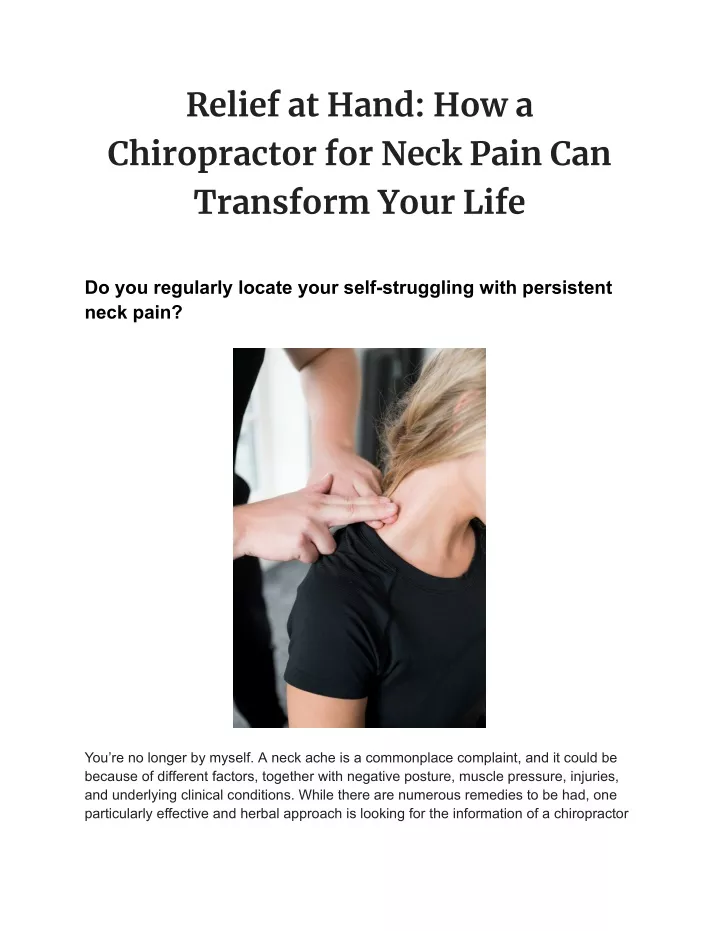 relief at hand how a chiropractor for neck pain