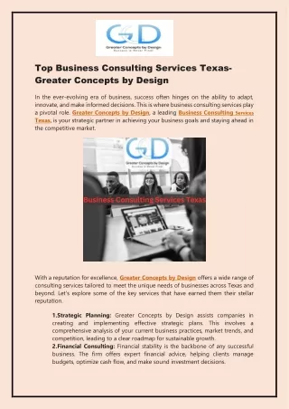 Top Business Consulting Services Texas