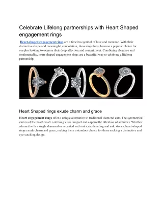 Celebrate Lifelong partnerships with Heart Shaped engagement rings