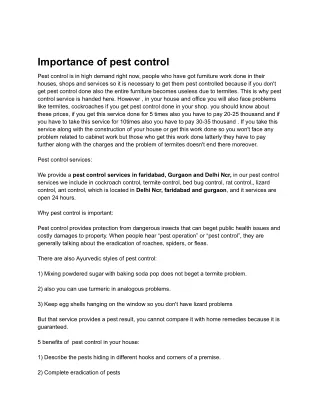 Importance of pest control