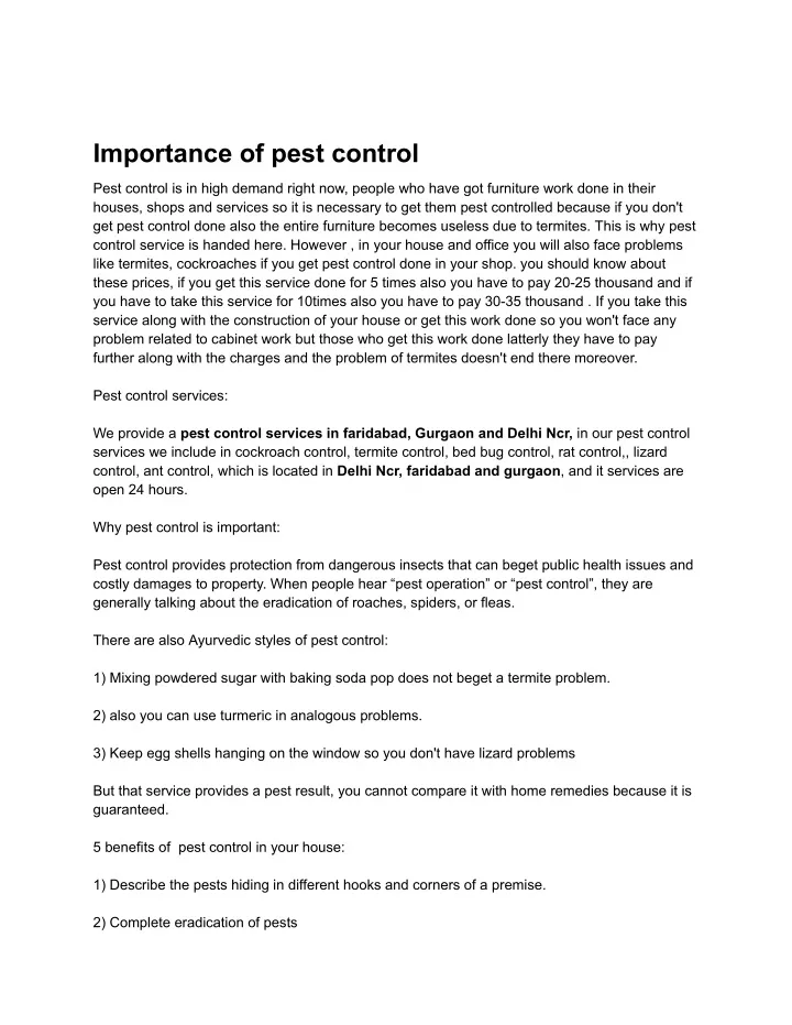 importance of pest control