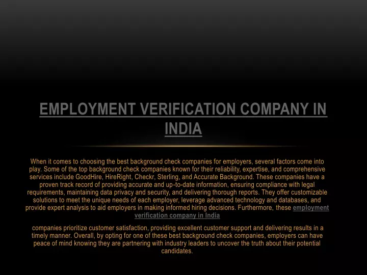 employment verification company in india