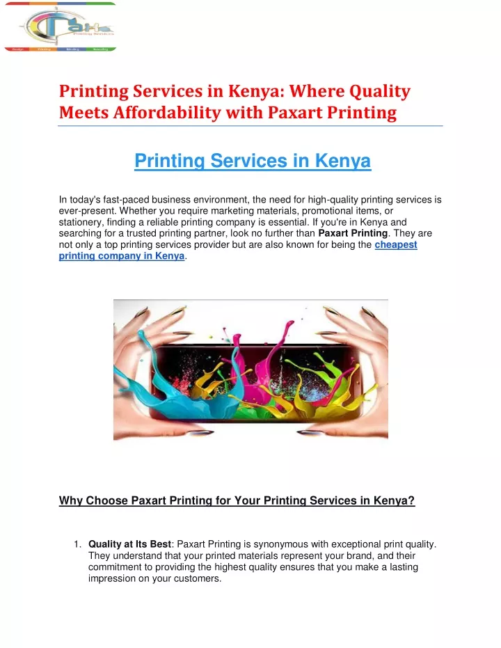printing services in kenya where quality meets