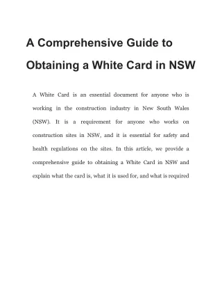 A Comprehensive Guide to Obtaining a White Card in NSW 2