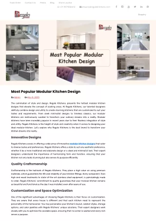 Most Popular Modular Kitchen Design - Regalo Kitchens