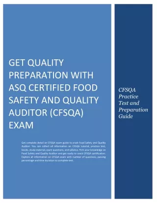 get quality preparation with asq certified food