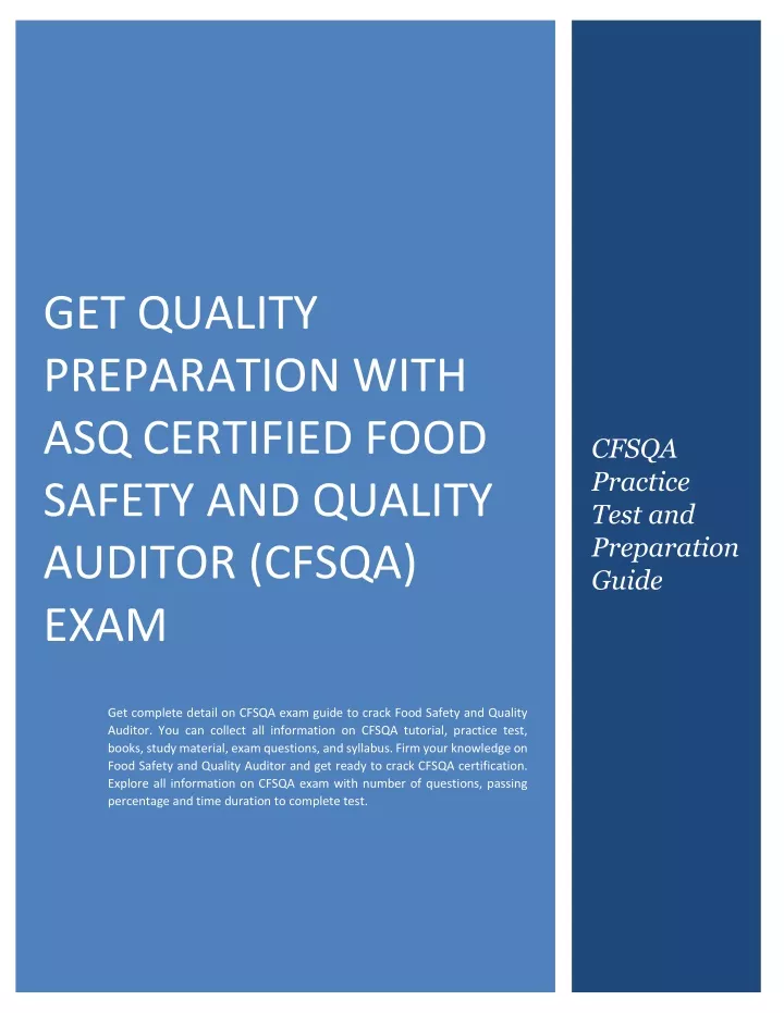get quality preparation with asq certified food