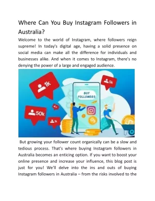Where Can You Buy Instagram Followers in Australia?