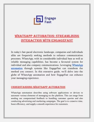 WhatsApp Automation: Streamlining Interaction with EngageFast