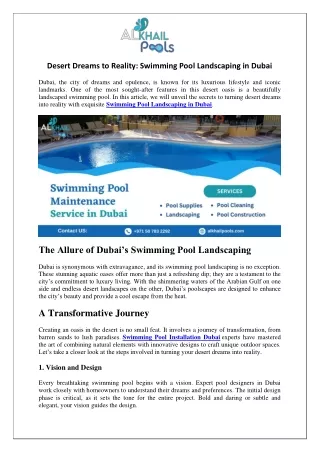 Desert Dreams to Reality - Swimming Pool Landscaping in Dubai