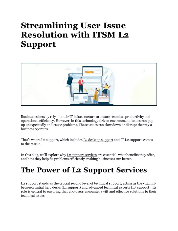 streamlining user issue resolution with itsm l2 support