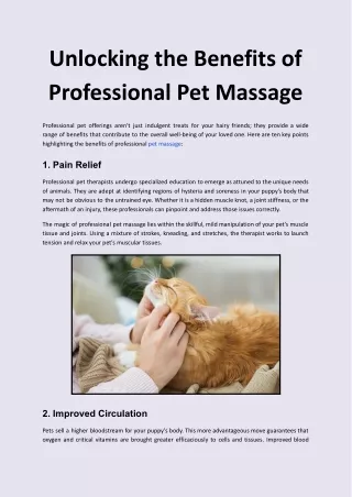 Unlocking the Benefits of Professional Pet Massage