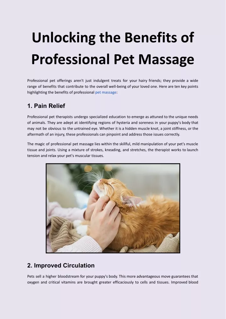 unlocking the benefits of professional pet massage