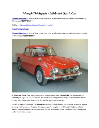 Triumph TR4 repairs