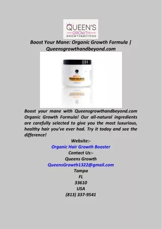 Boost Your Mane Organic Growth Formula  Queensgrowthandbeyond.com